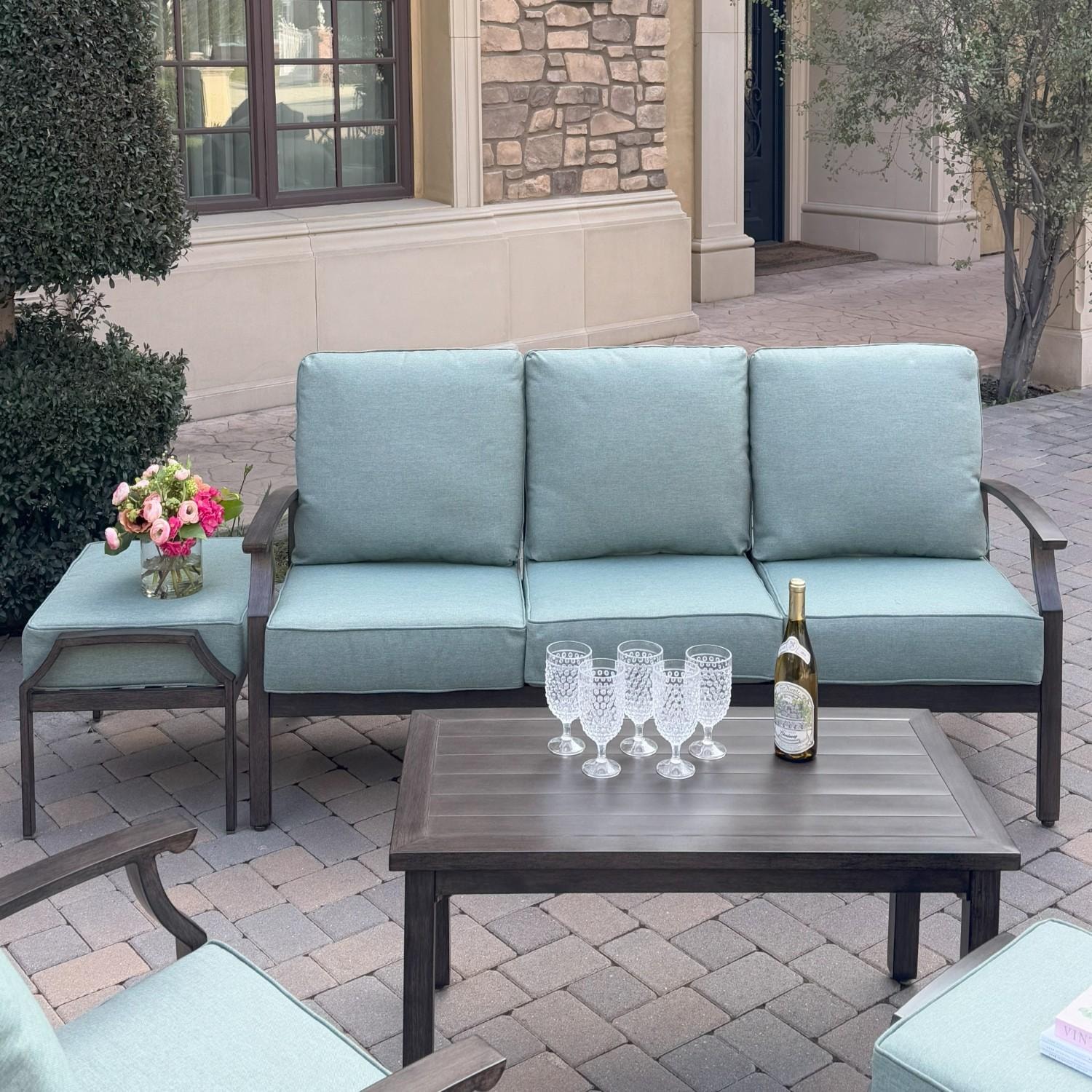 Atlantis 41 7/10-in Walnut Aluminum Coffee Table by Darlee - Sofa, Ottoman, & Table - Lifestyle thumbnail