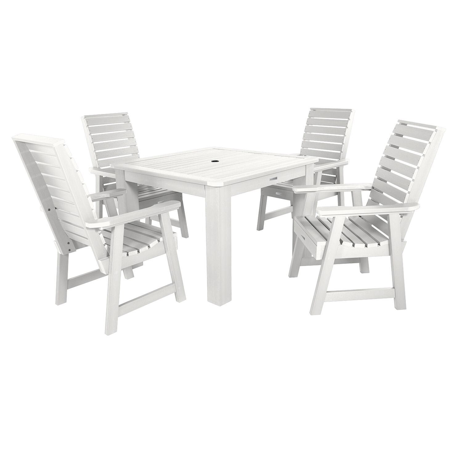 Elm Pointe 5 Pc Square Dining Set in White By Lakeview Outdoor Designs - White Background thumbnail