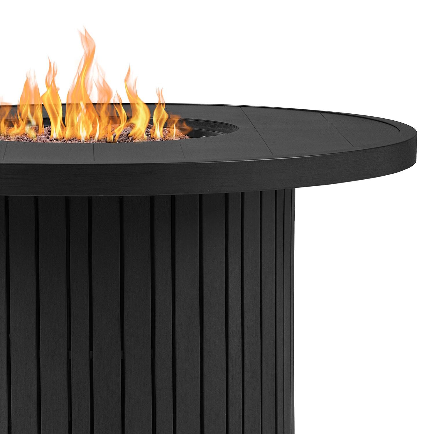 Westlook 44-in Round Metal Propane Fire Table in Black by Lakeview Outdoor Designs - Top View - Close Up - Detail thumbnail