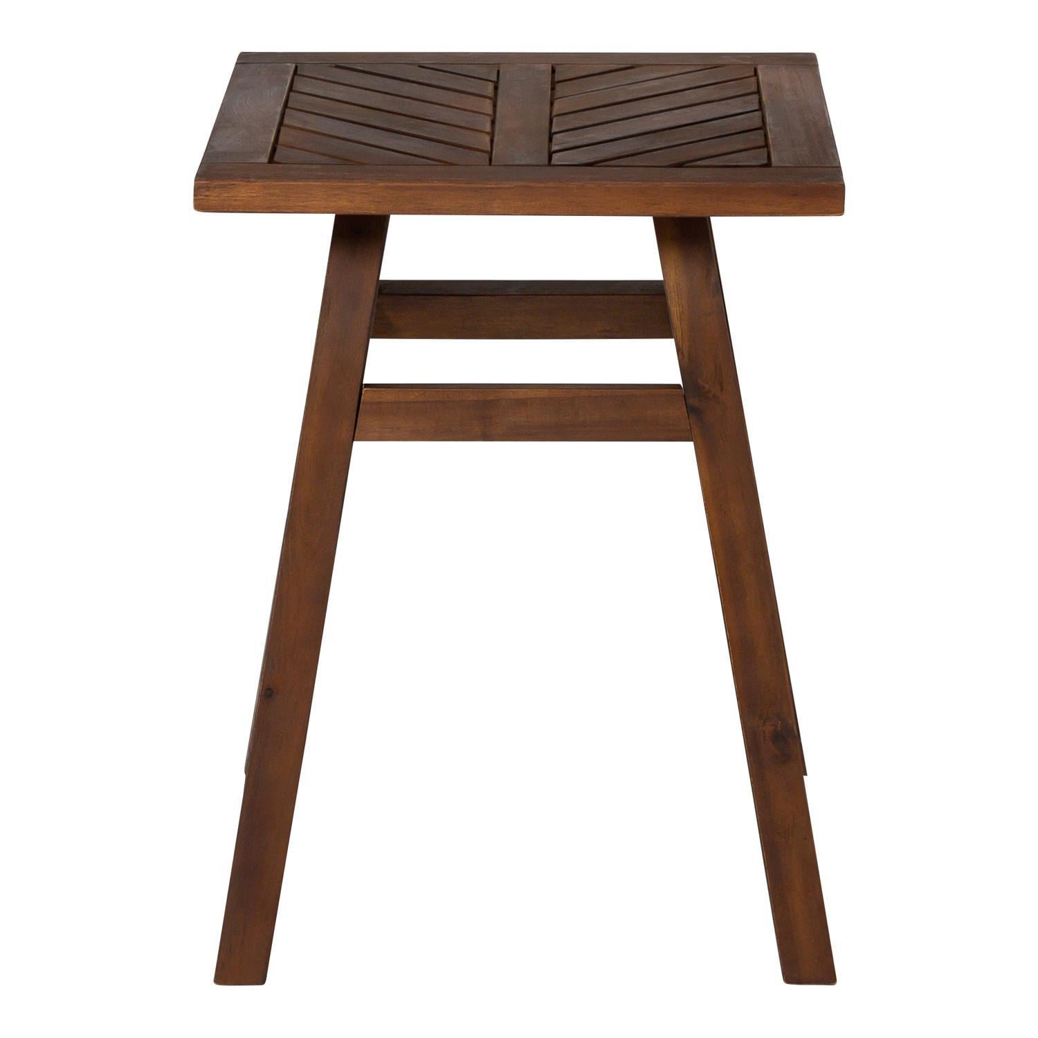 Ultimate Patio Wishlake 18 Inch Square Acacia Patio End Table - Dark Brown - Front View thumbnail