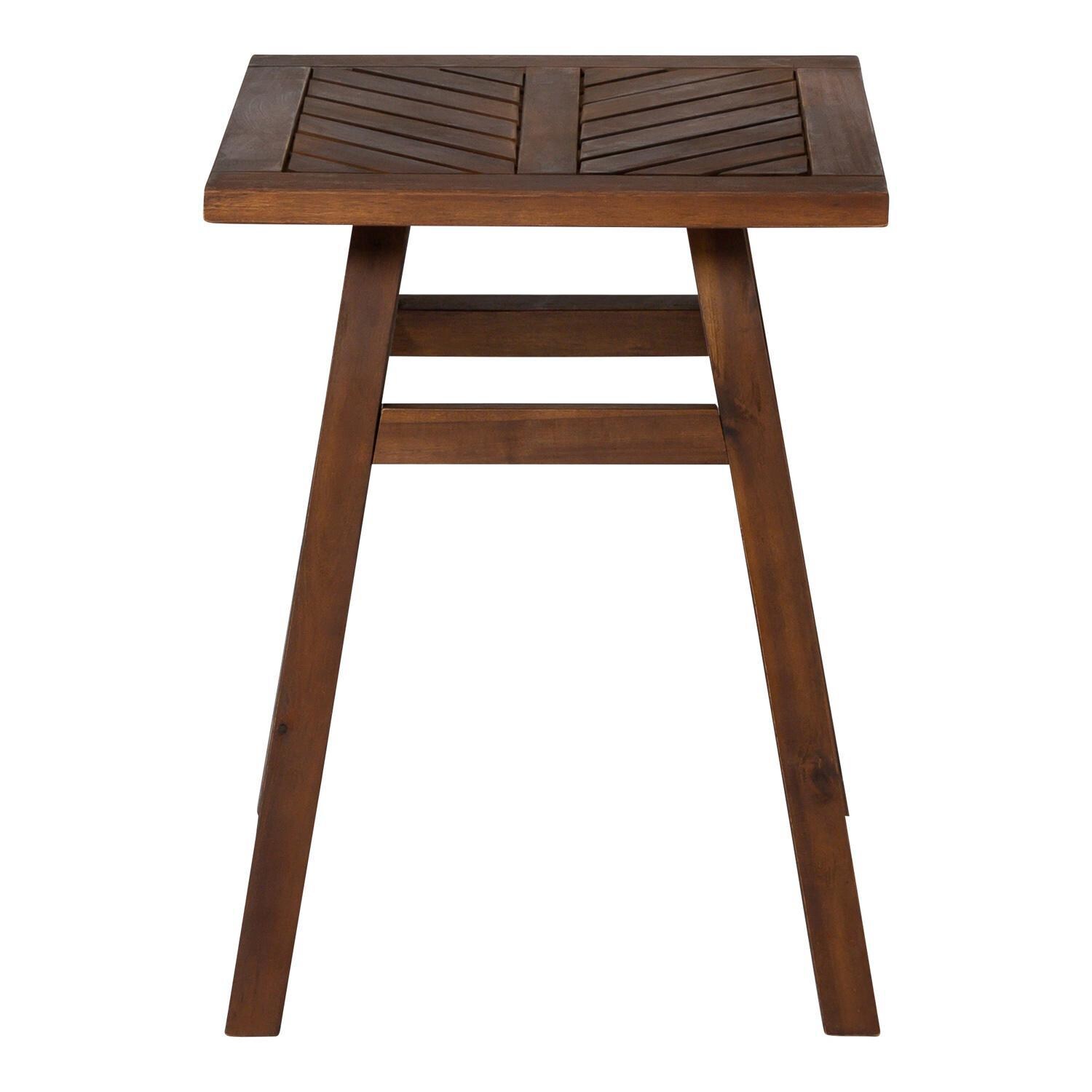 Ultimate Patio Wishlake 18 Inch Square Acacia Patio End Table - Dark Brown - Front View thumbnail
