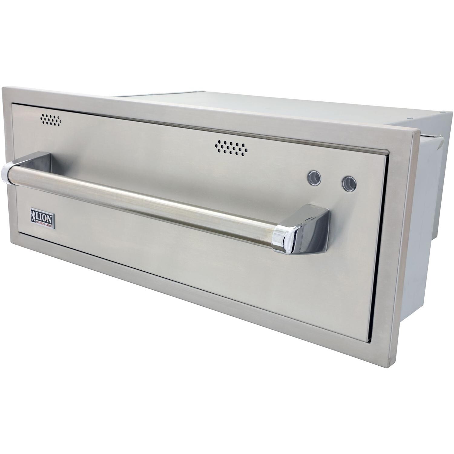 Lion 30-Inch Stainless Steel Electric Warming Drawer - Right Angle View thumbnail