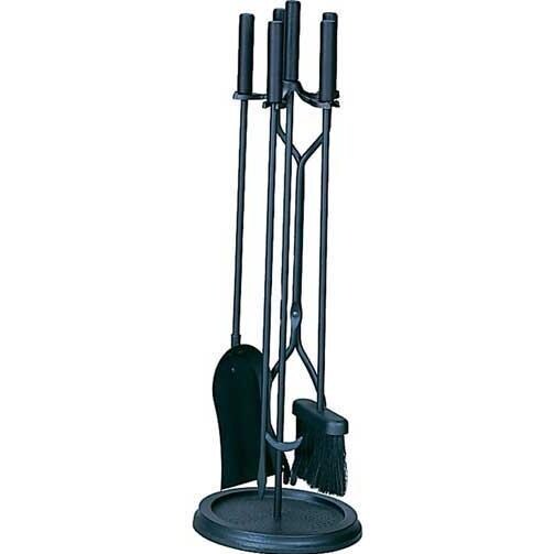 UniFlame 5 Piece Black Fireset With Straight Handles