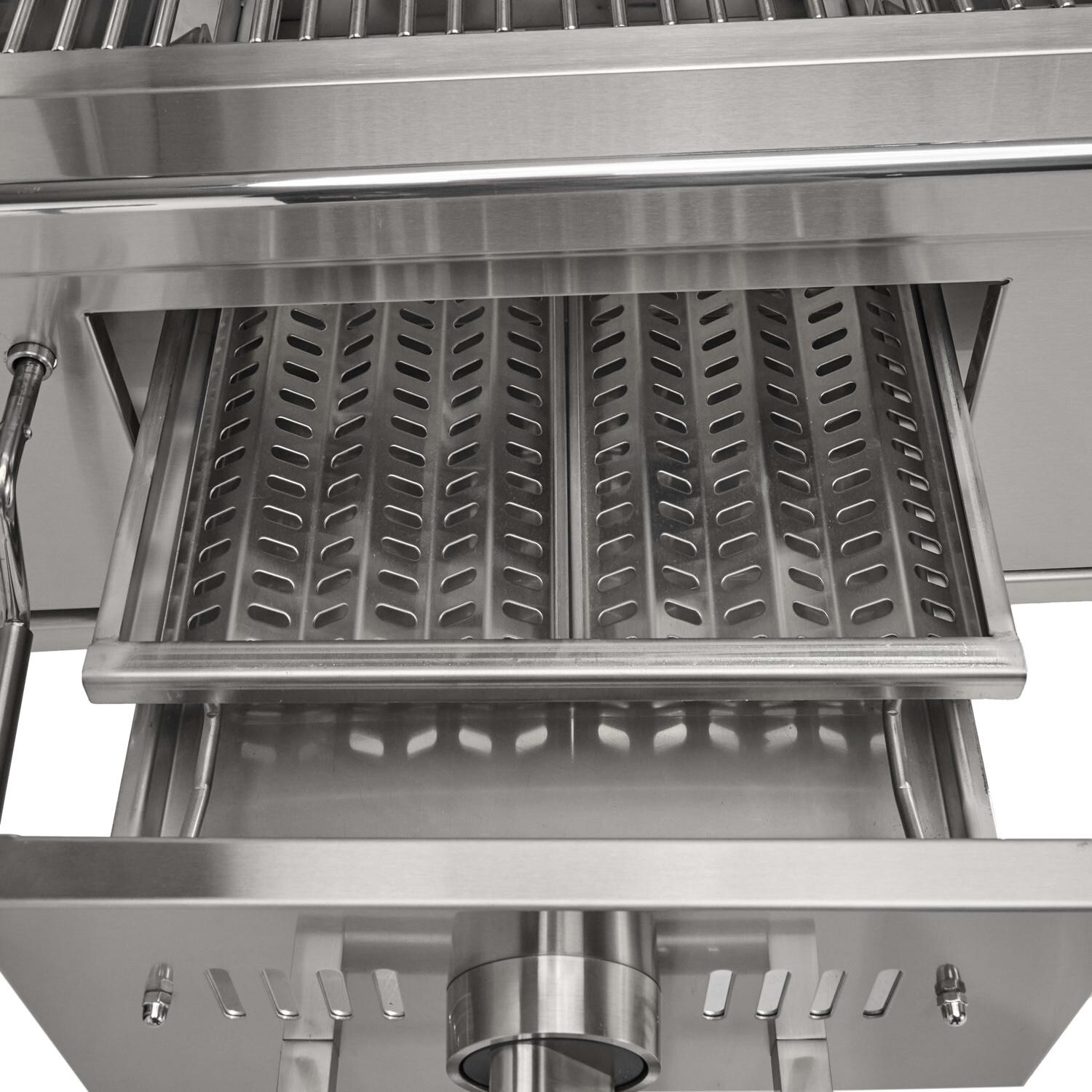 Coyote Outdoor Living C3HY50NG 50 Inch Built-In Hybrid Natural Gas Grill - Charcoal Tray Front - Detail thumbnail