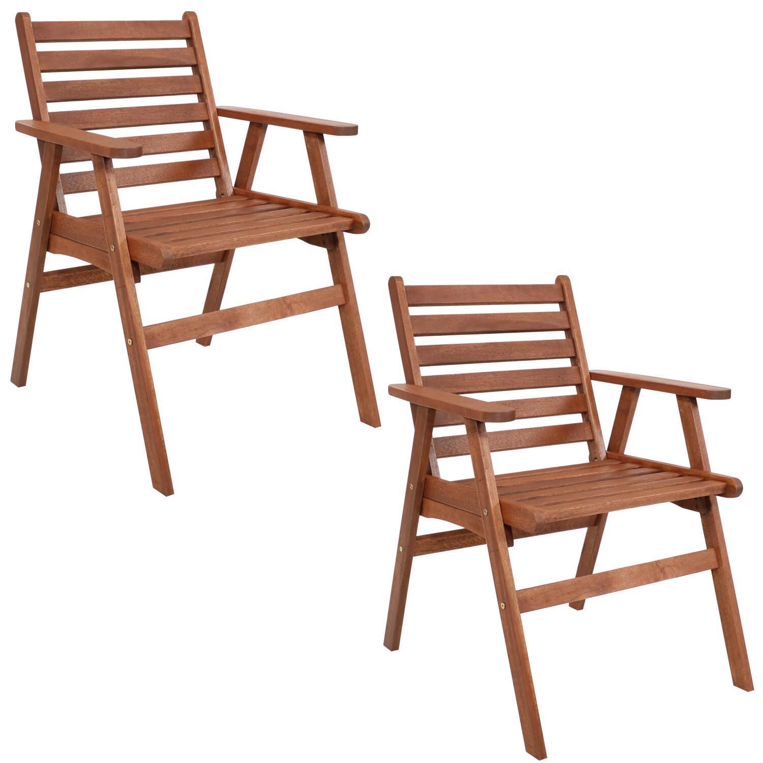 Ultimate Patio Meranti Wood Arm Chair W/ Teak Oil Finish - Full Set thumbnail