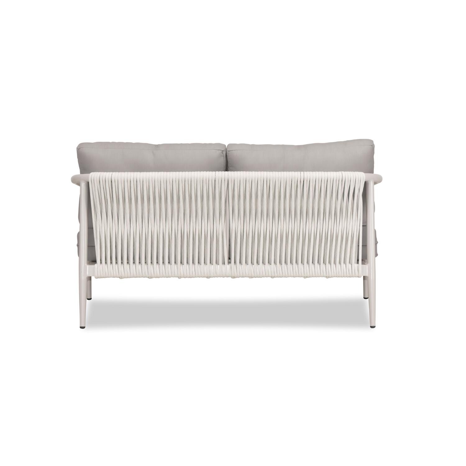 Lakeview Midnight Cove 2 Person Aluminum Loveseat in Urban Stone/Carrera/Canvas Charcoal - Back - White Background thumbnail