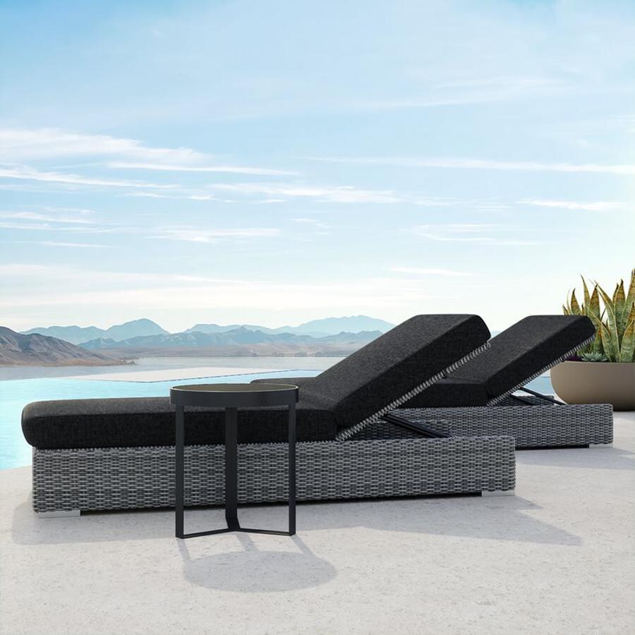 Sunset West - Emerald II 3 Piece Resin Wicker Patio Chaise Set W/ End Table & Sunbrella Spectrum Carbon Cushions thumbnail