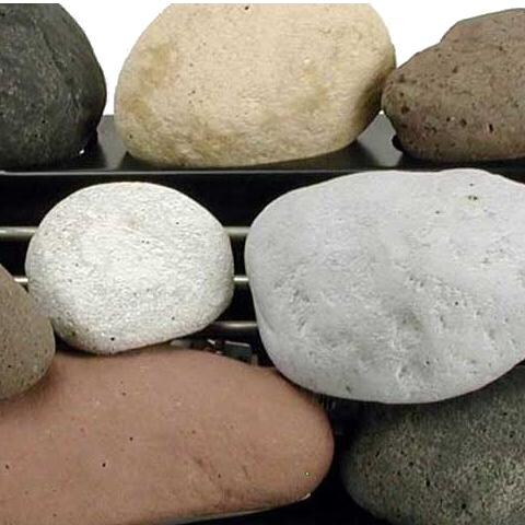 Rasmussen 20-Inch Calico ALTERNA See-Thru FireStone Set With Vent-Free Black Chassis Burner - Close-Up Of FireStones thumbnail