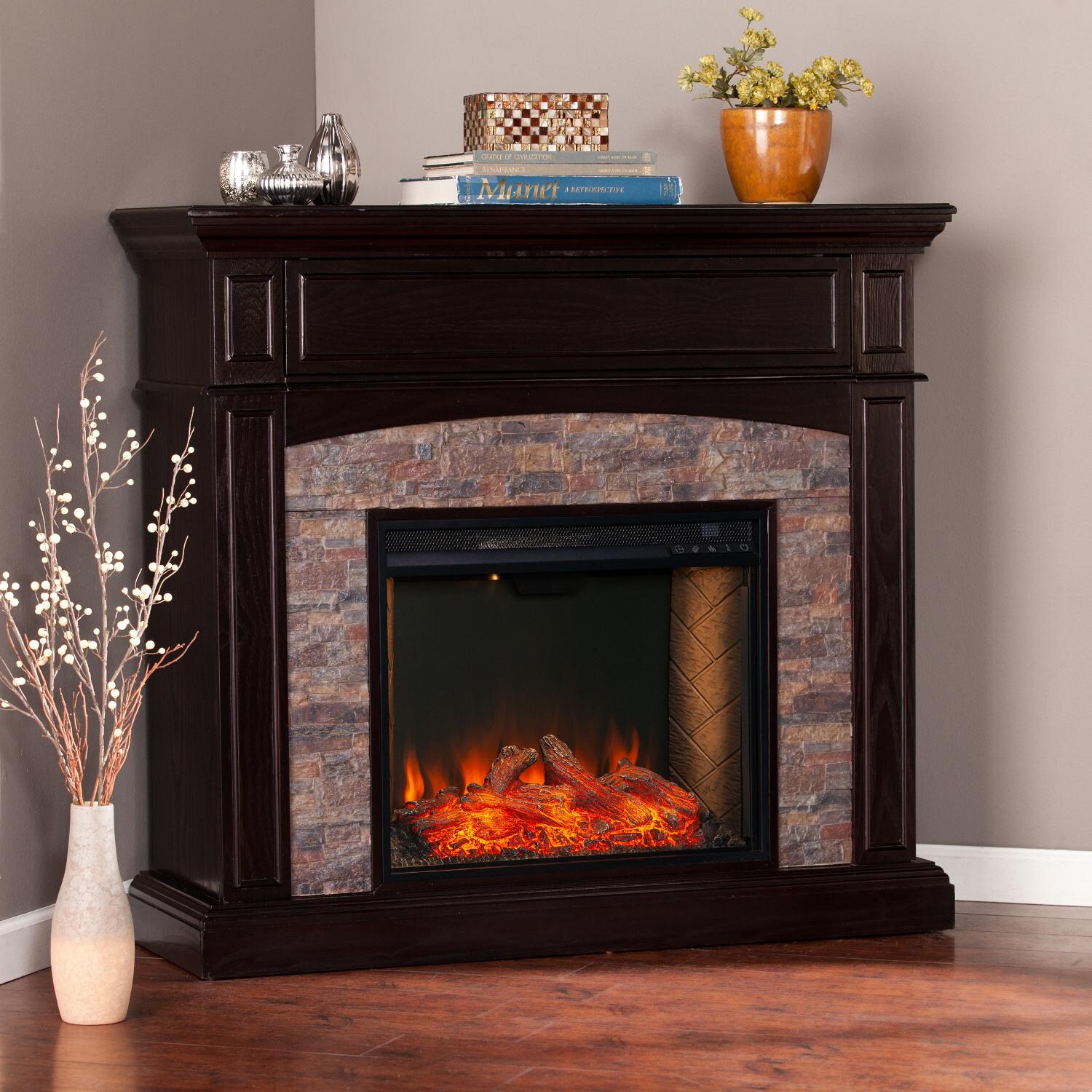 Southern Enterprises Grantham Corner Convertible Alexa-Enabled Smart Fireplace - FS9359 image