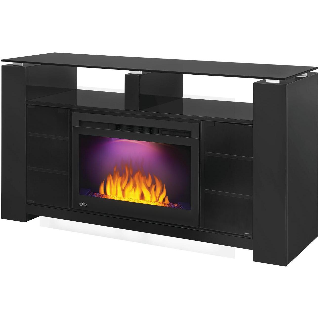 Napoleon NEFP27-1015B 60-inch Foley Electric Fireplace Media Console - Glossy Black - Mixed LED - Angle thumbnail