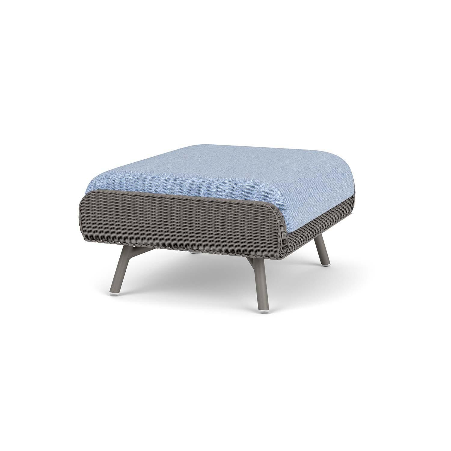 Lloyd Flanders Essence Ottoman W/Demo Skyway Fabric - Pewter Finish - Angled thumbnail