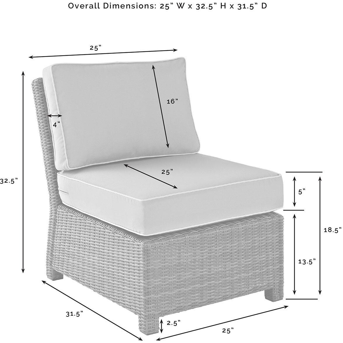 Ultimate Patio UP-92391-SA 5Pc Wicker Outdoor Sectional Set W/ Fire Table in Sand - Seating Chair of Sectional Dimensions - Diagram thumbnail