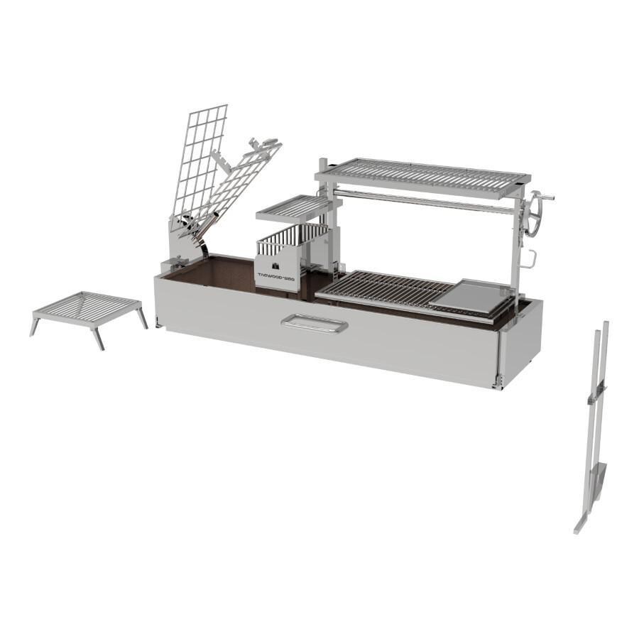 Tagwood BBQ BBQ08SS Argentine Santa Maria Wood Fire & Charcoal Grill - Close Up Right - White Background thumbnail