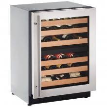 U-Line 2000 Series 24-Inch 43 Bottle Right Hinge Dual Zone Wine Captain - Stainless Steel - U-2224ZWCS-00B image