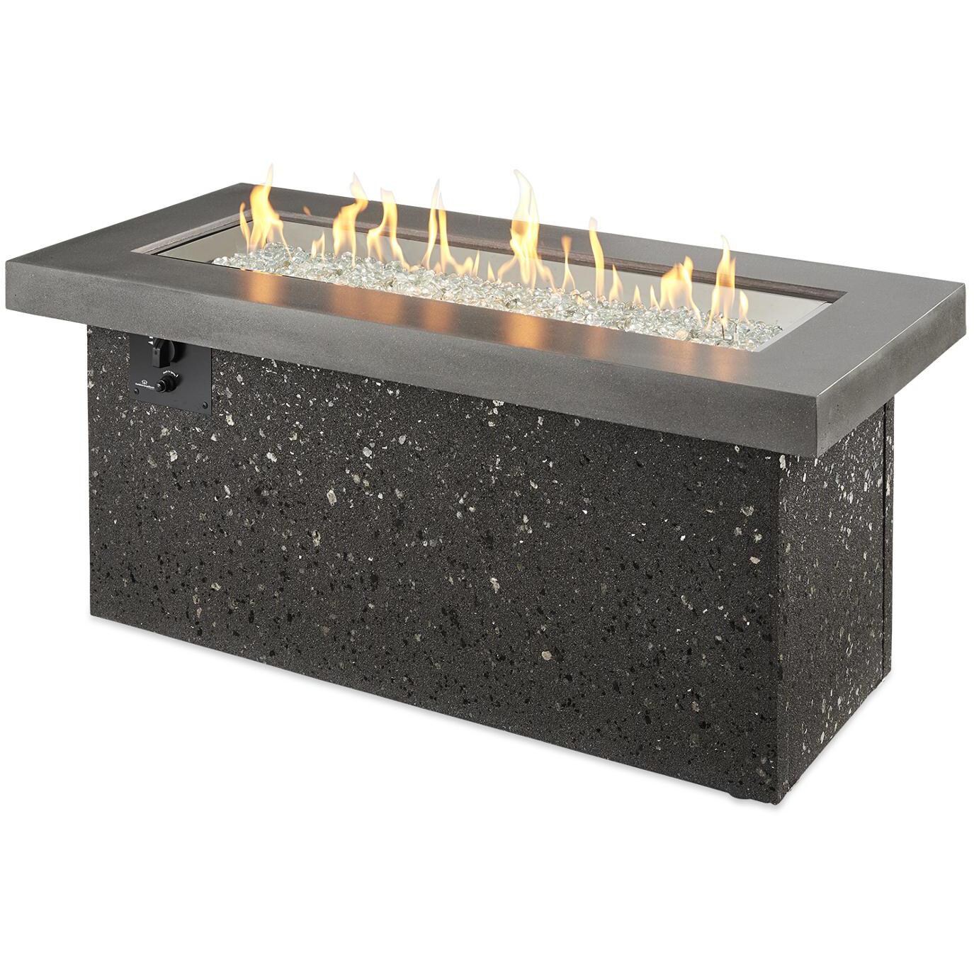 The Outdoor GreatRoom Company Key Largo Linear Gas Fire Pit Table - Midnight Mist - Flame thumbnail