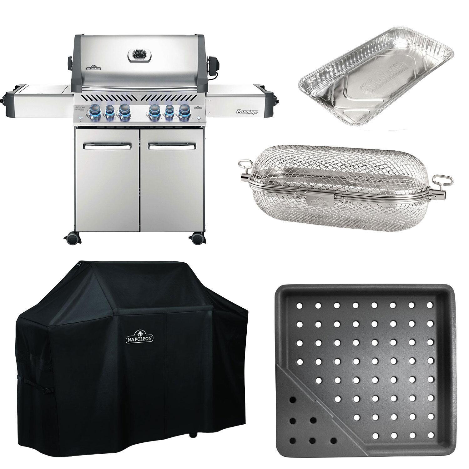 Napoleon Legacy Prestige 500 4-Burner Propane Grill w/ Cover & Accessories
