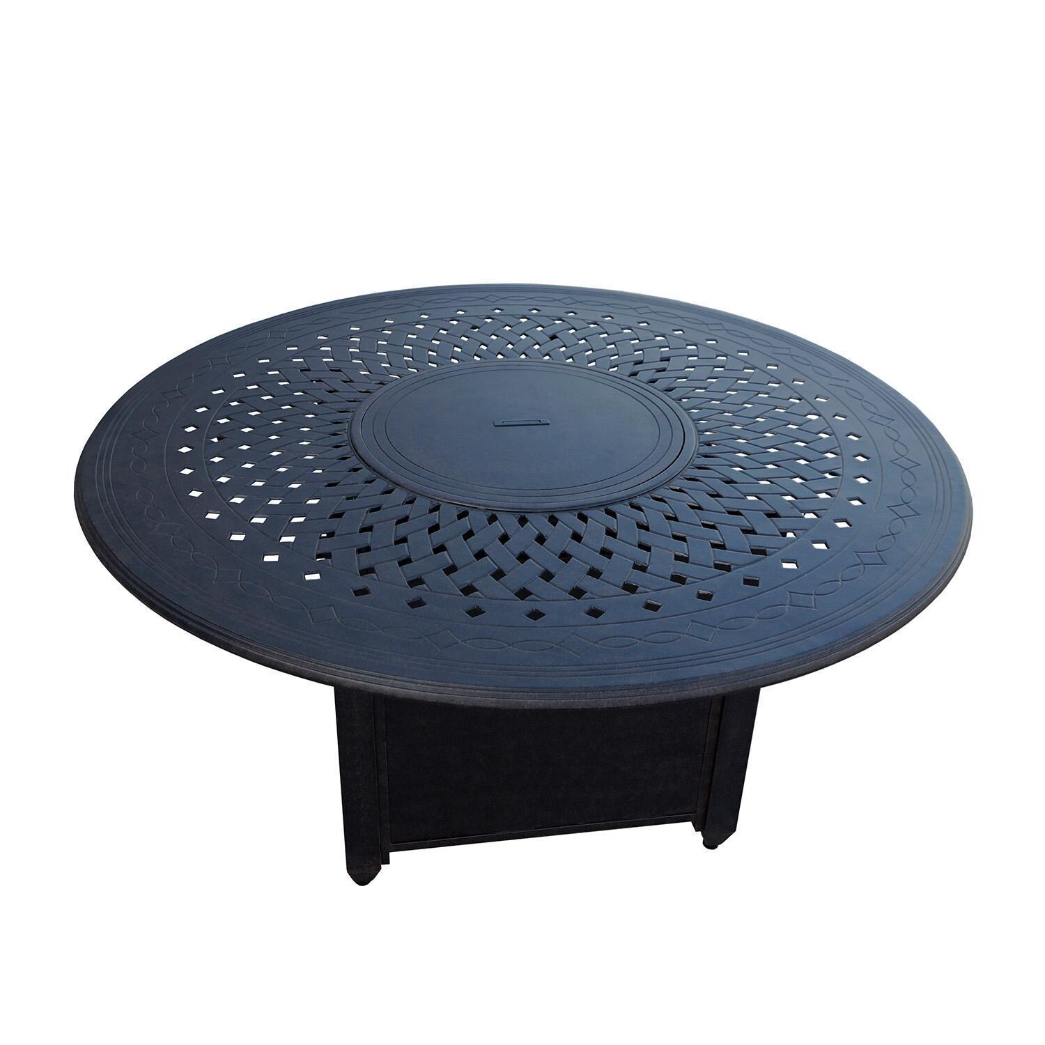 Darlee AC Series 60-Inch Round Propane Fire Pit Dining Table - Cover - White Background thumbnail