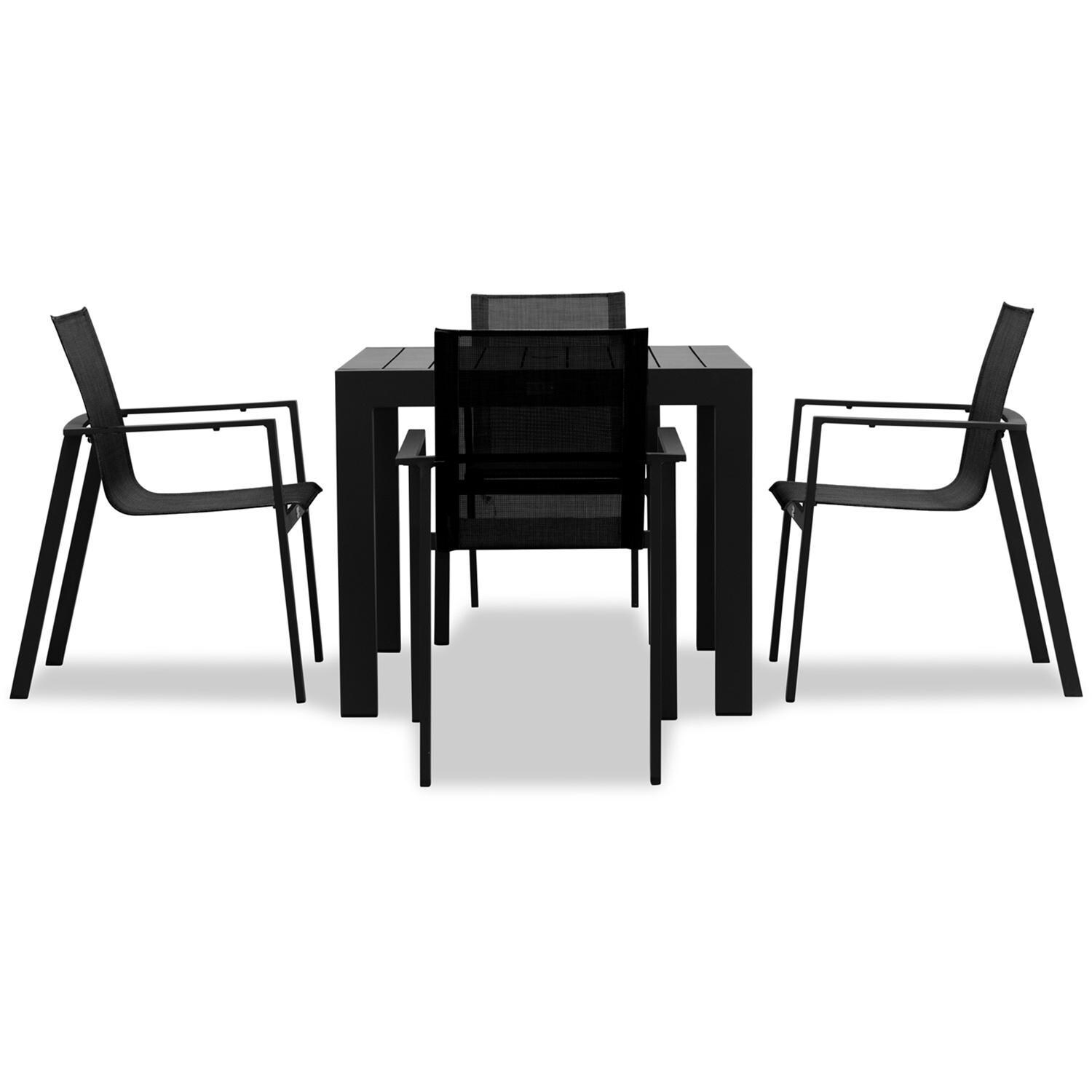 Spring Bay 5 Pc Aluminum Dining Set in Black/Black by Lakeview Outdoor Designs