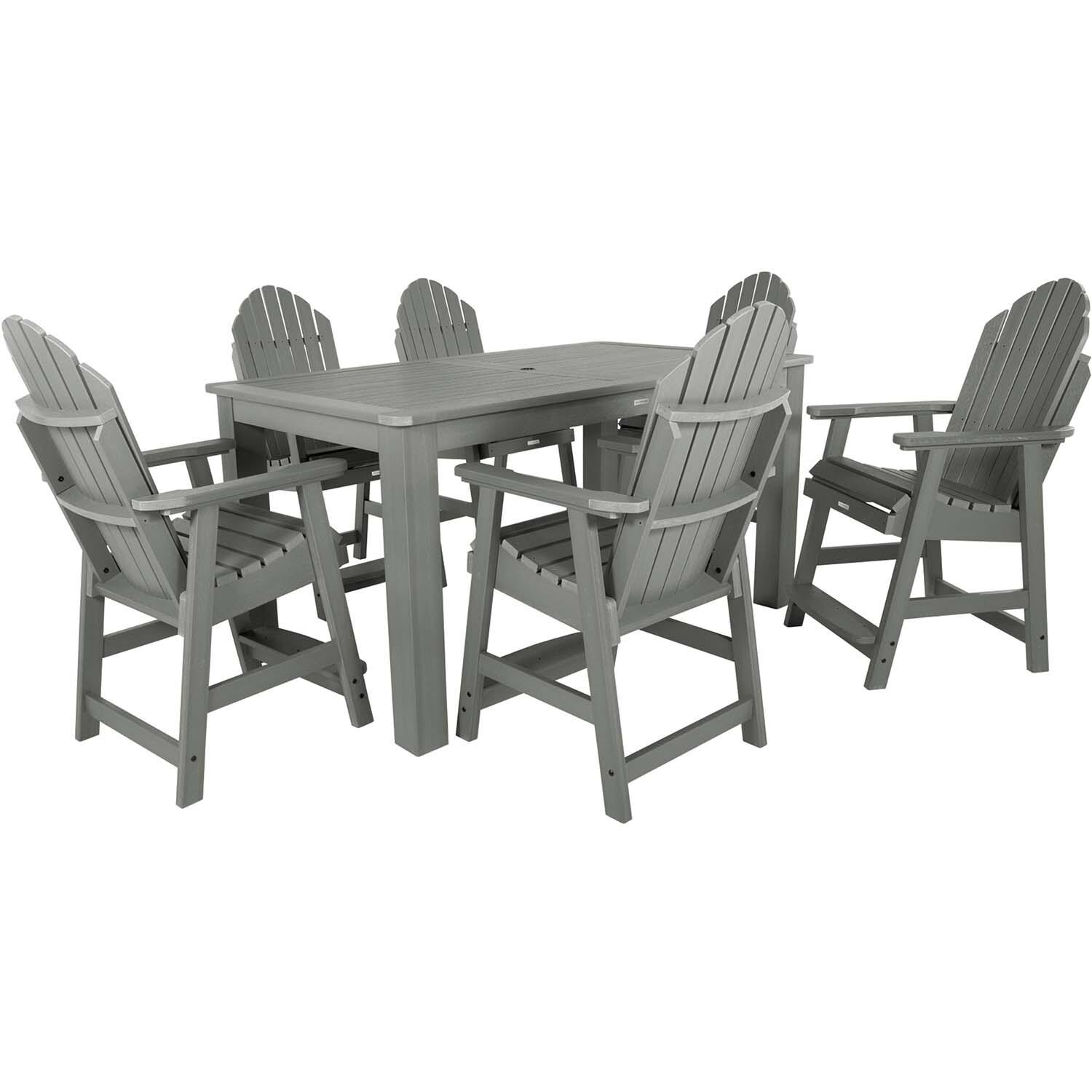 Dream Bay 7 Pc Rectangular Counter Height Dining Set in Coastal Teak By Lakeview Outdoor Designs - White Background thumbnail