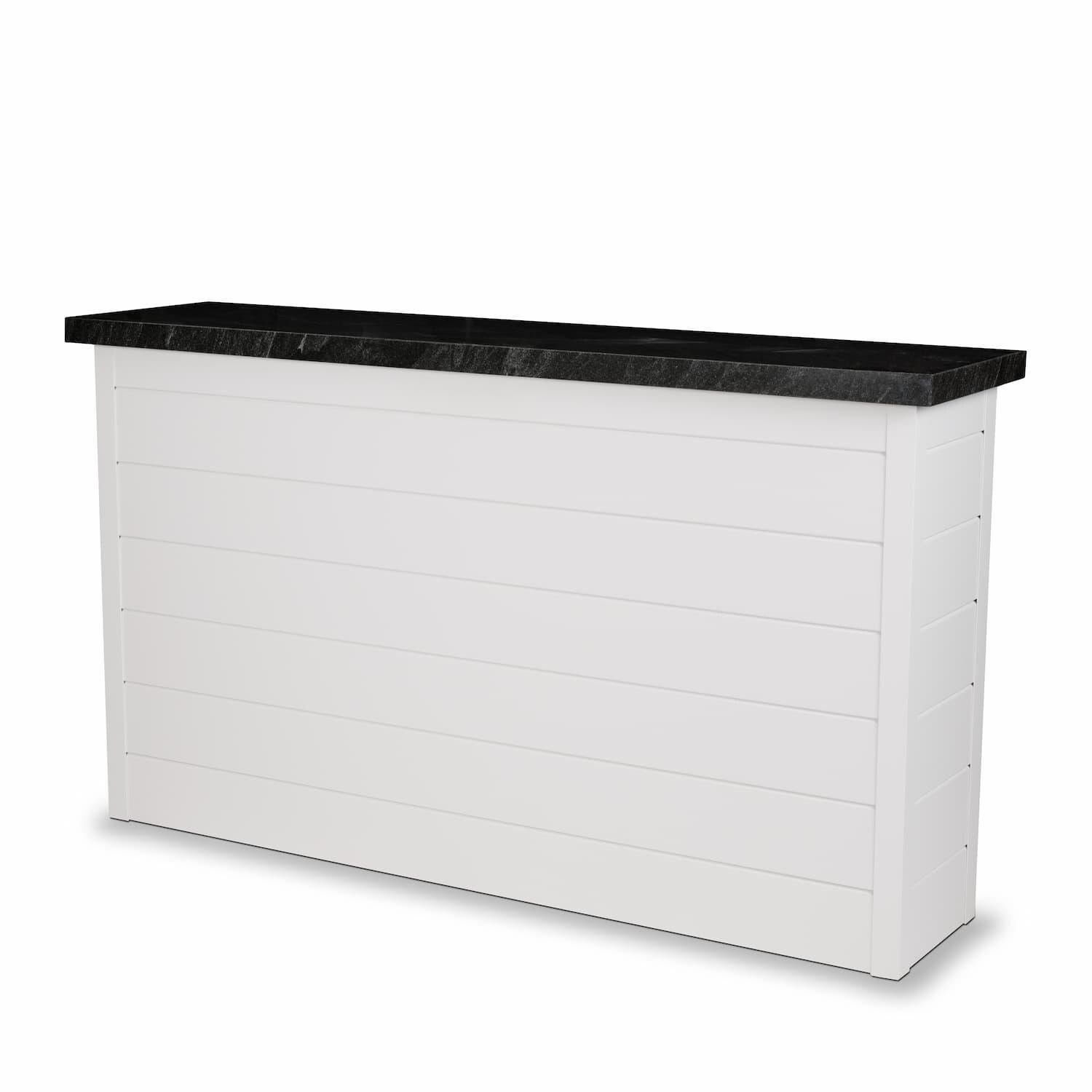 BBQGuys Signature 72 Inch 360 Degree Swivel Outdoor TV Lift Cabinet | Crystal White w/ Black Granite - Angle - White Background thumbnail