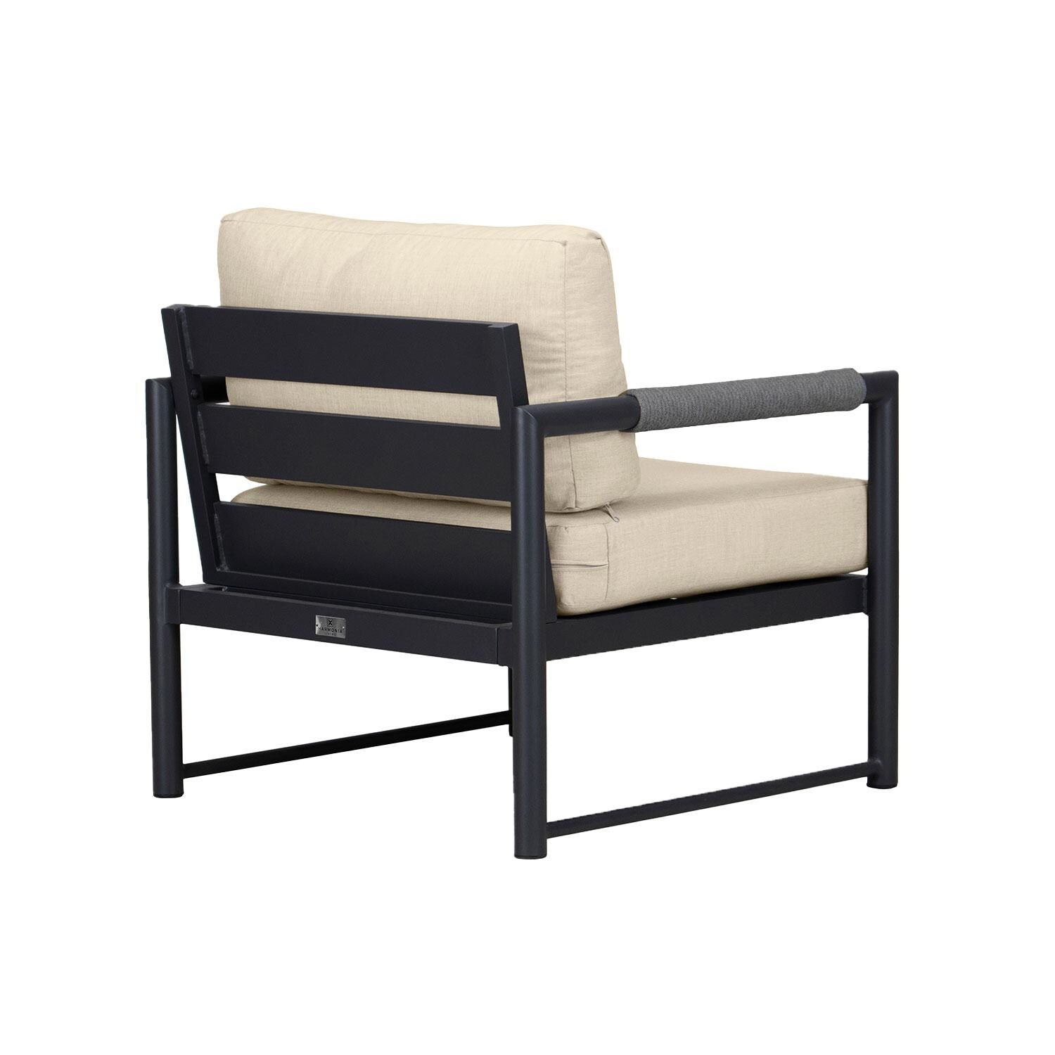 Lakeview AVEBAY-BK-CO-CC-CF Avenue Bay Black/Carbon Canvas Flax Club Chair - Rear Angled - White Background thumbnail