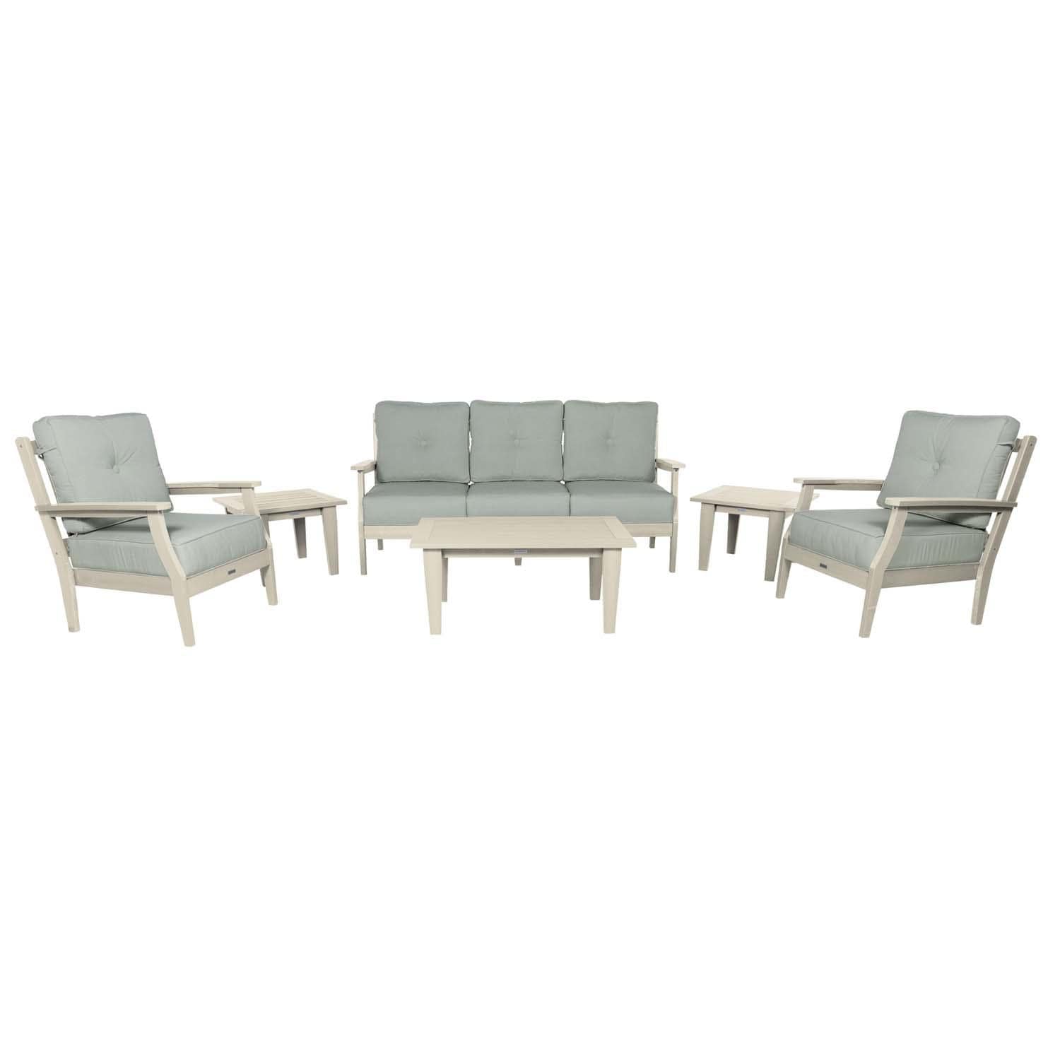 Blushing Bay 6 Pc Recycled Plastic Seating Set w/ Sofa in Canvas Seasalt/Whitewash by Lakeview Outdoor Designs - White Background thumbnail