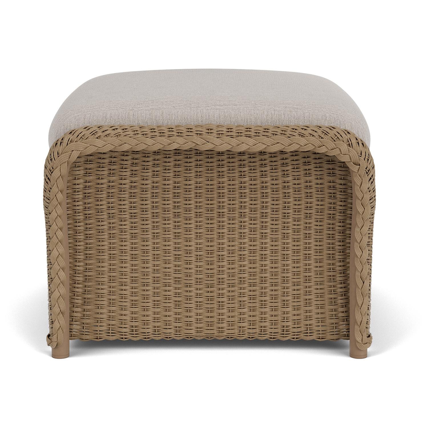 Lloyd Flanders Weekend Retreat Woven Ottoman in Fawn Finish W/ Remy Cloud Fabric - Side thumbnail