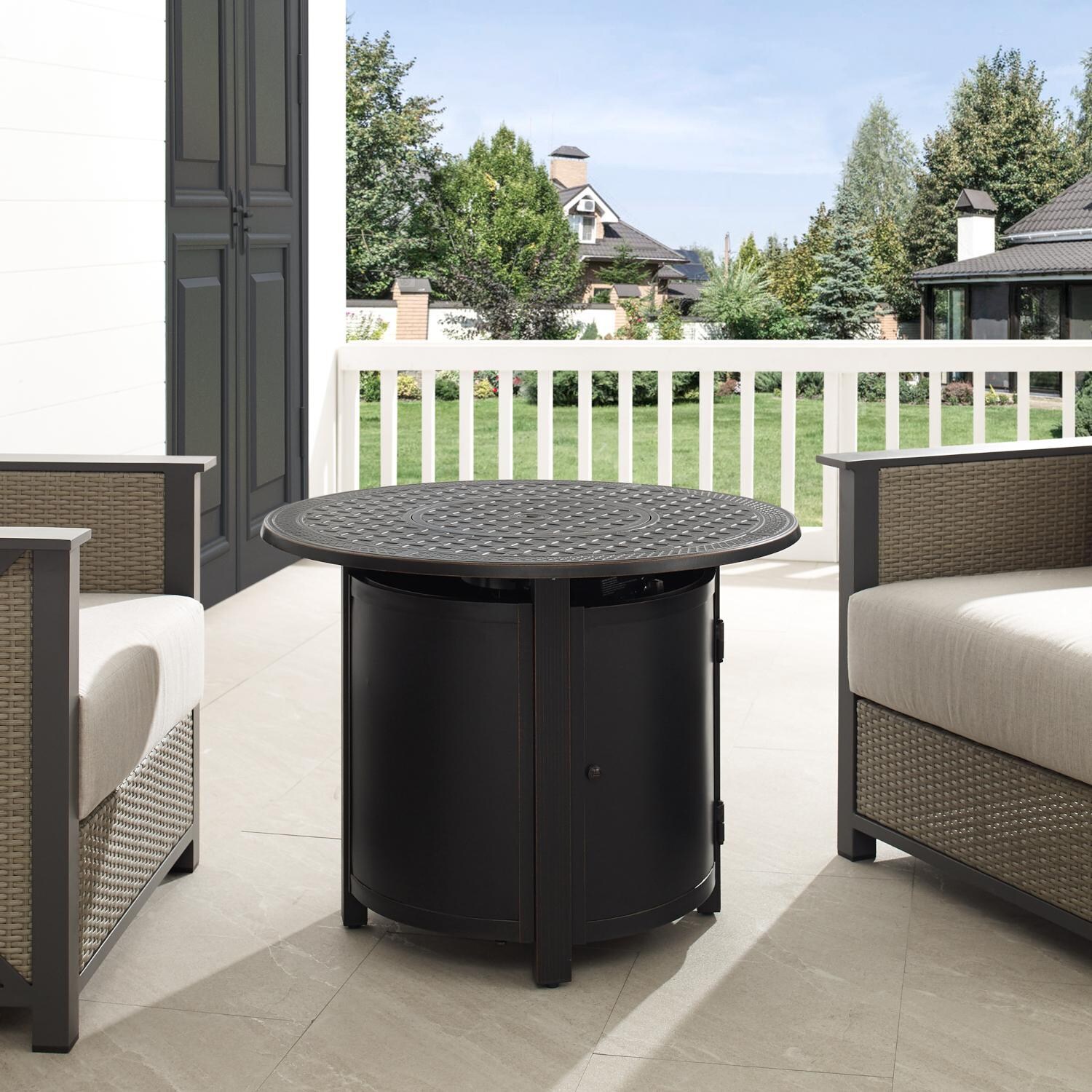 Ultimate Patio 63688-NG Lion Sands 34-Inch Round Aluminum Natural Gas Fire Pit - Burner Cover thumbnail