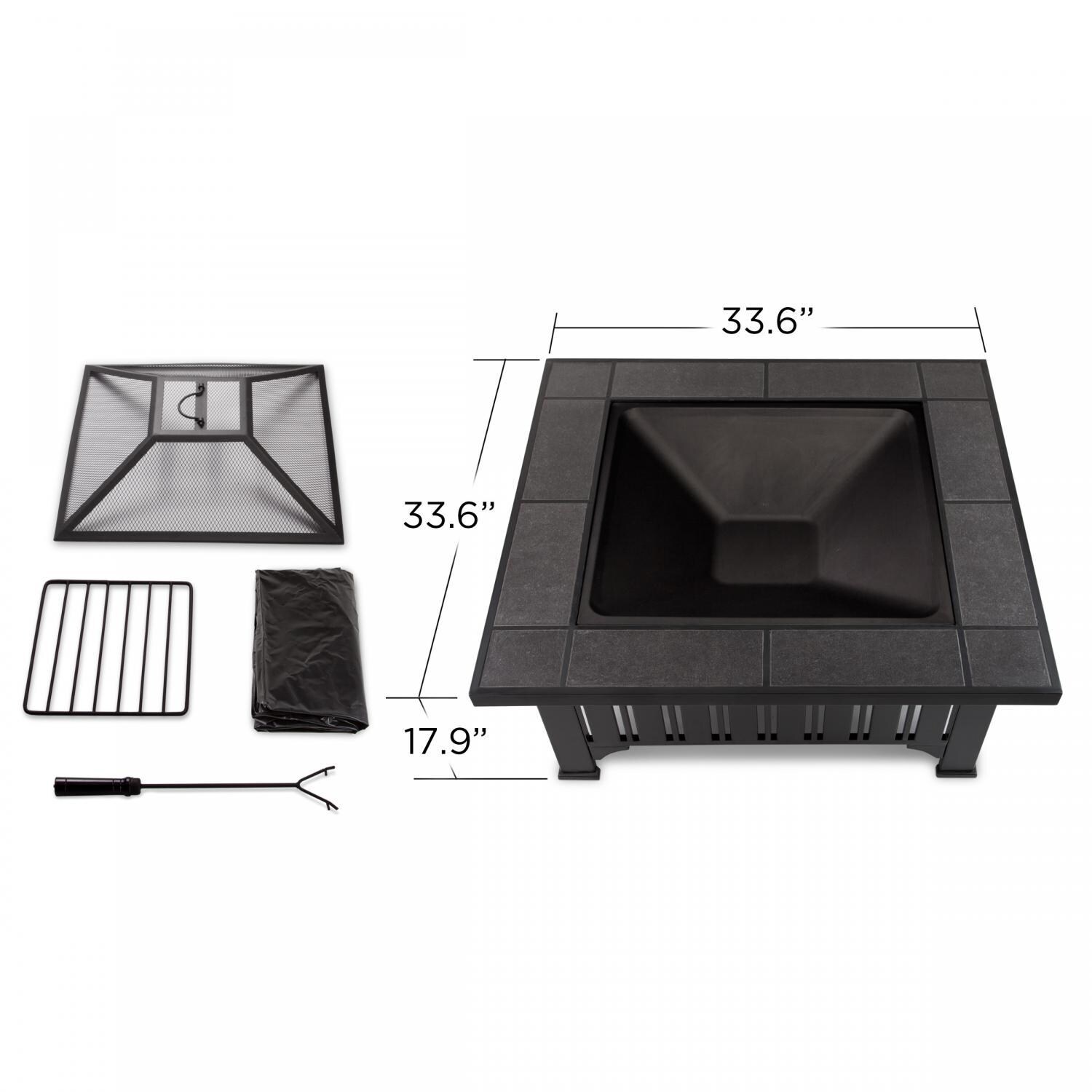 Ultimate Patio SC-908-BK Pecanview 33-Inch Wood Burning Fire Pit - Dimensions thumbnail