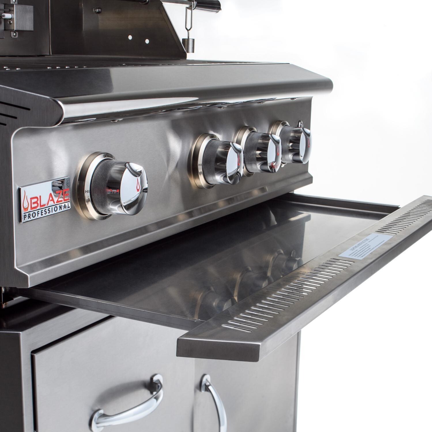 Blaze BLZ-3PRO-LP Professional LUX 34-Inch 3-Burner Grill - Drip Pan (shown on Freestanding)