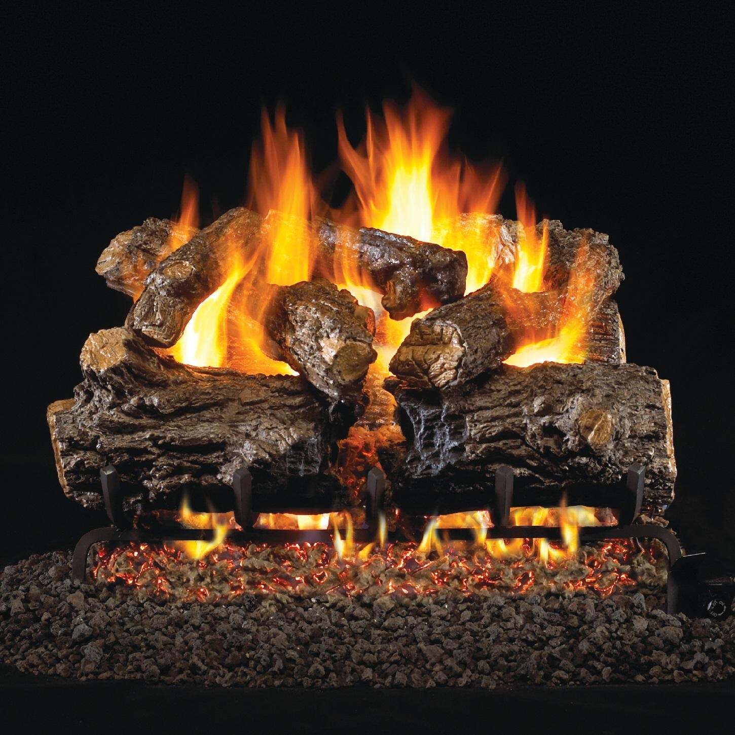 Peterson Real Fyre 30-Inch Burnt Rustic Oak Gas Log Set With Vented Natural Gas G45 Burner thumbnail