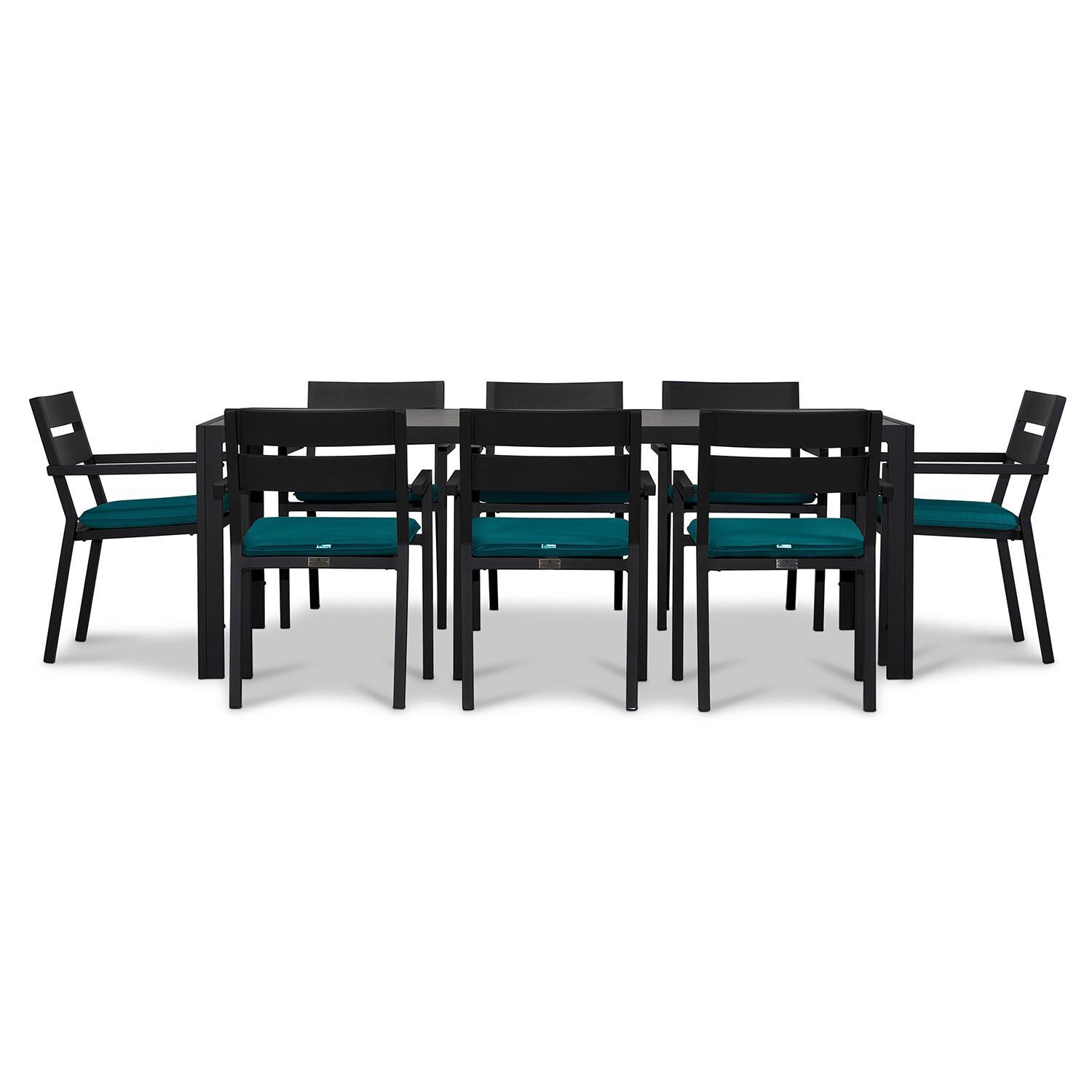 Calm Bay 9 Pc Rectangular Dining Set in Black/Spectrum Peacock by Lakeview - White Background 3 thumbnail