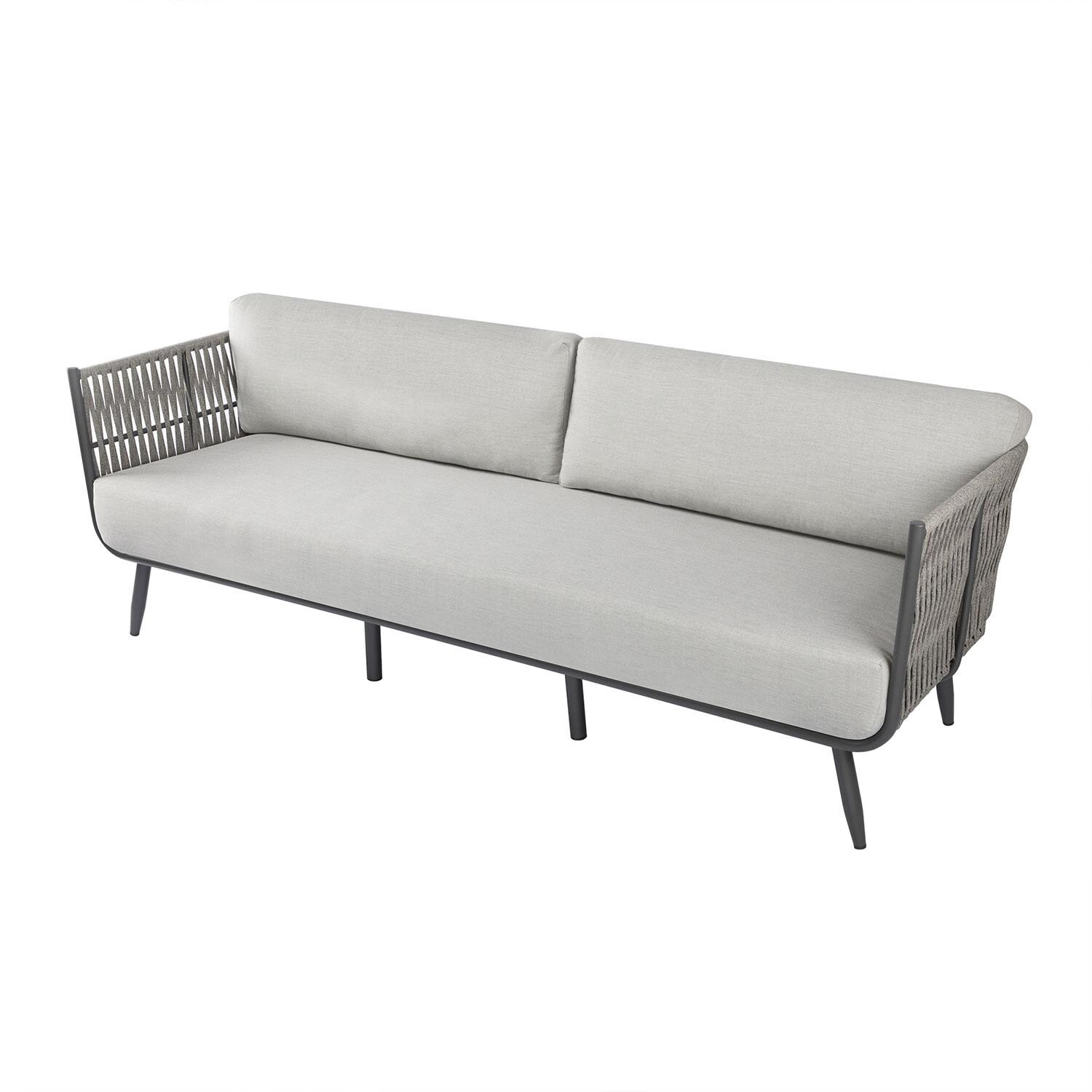 Elementi OS-2504T Milano Outdoor Aluminum Sofa w/ Sunbrella Cushions - Angled - White Background thumbnail