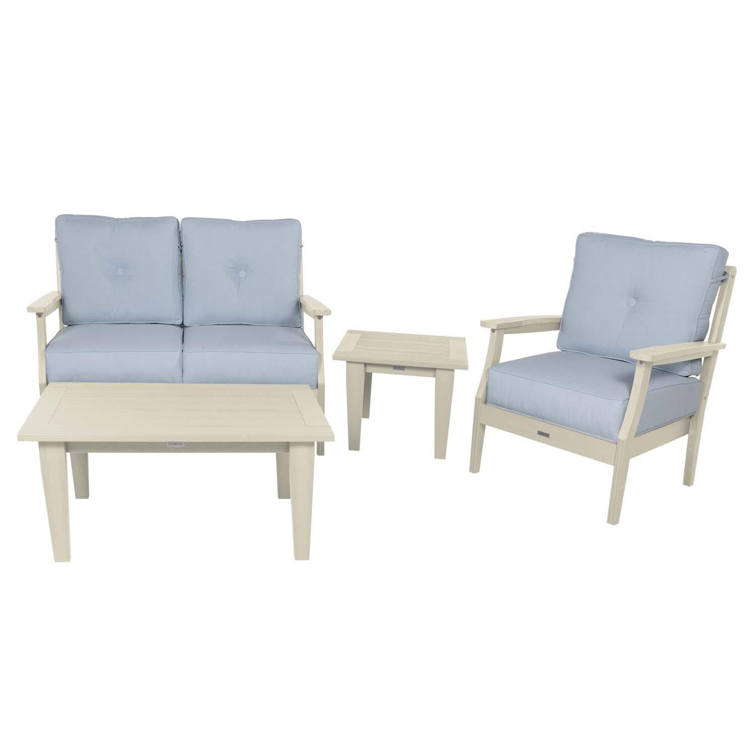 Blushing Bay 4 Pc Recycled Plastic Seating Set in Bliss Dew/Whitewash by Lakeview Outdoor Designs - Front View - White Background thumbnail