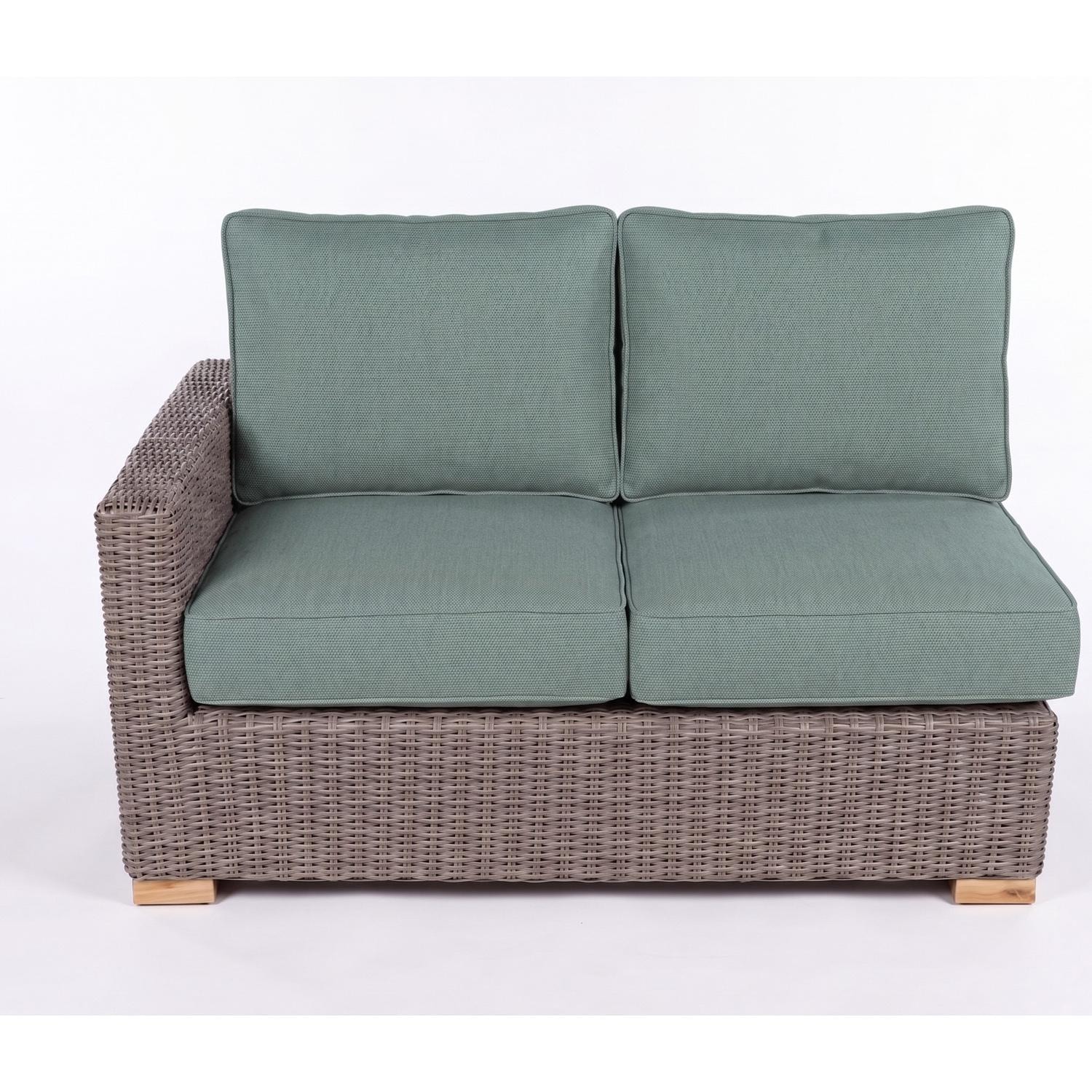 Sanibel 2 Person Wicker Left Arm Loveseat w/ Sunbrella Canvas Spa Cushions by Royal Teak Collection