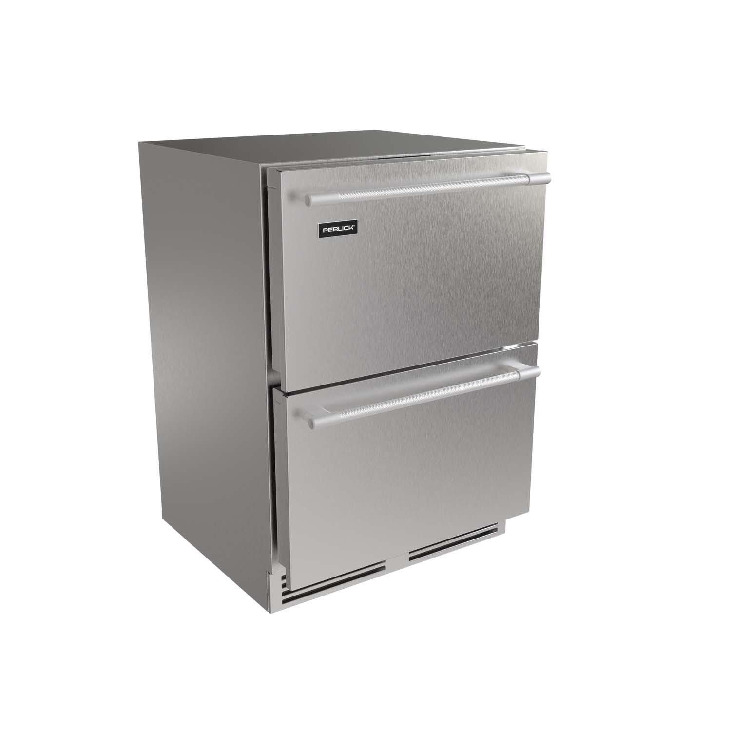 Perlick G5 Luxe 24-in Stainless Steel Indoor/Outdoor Premium Refrigerator Drawers w/Door Lock - White Background thumbnail