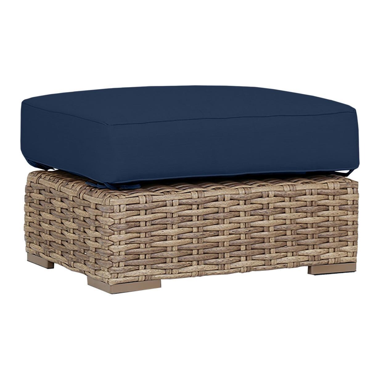 Havana Wicker Ottoman in Tobacco/Spectrum Indigo by Sunset West - White Background thumbnail