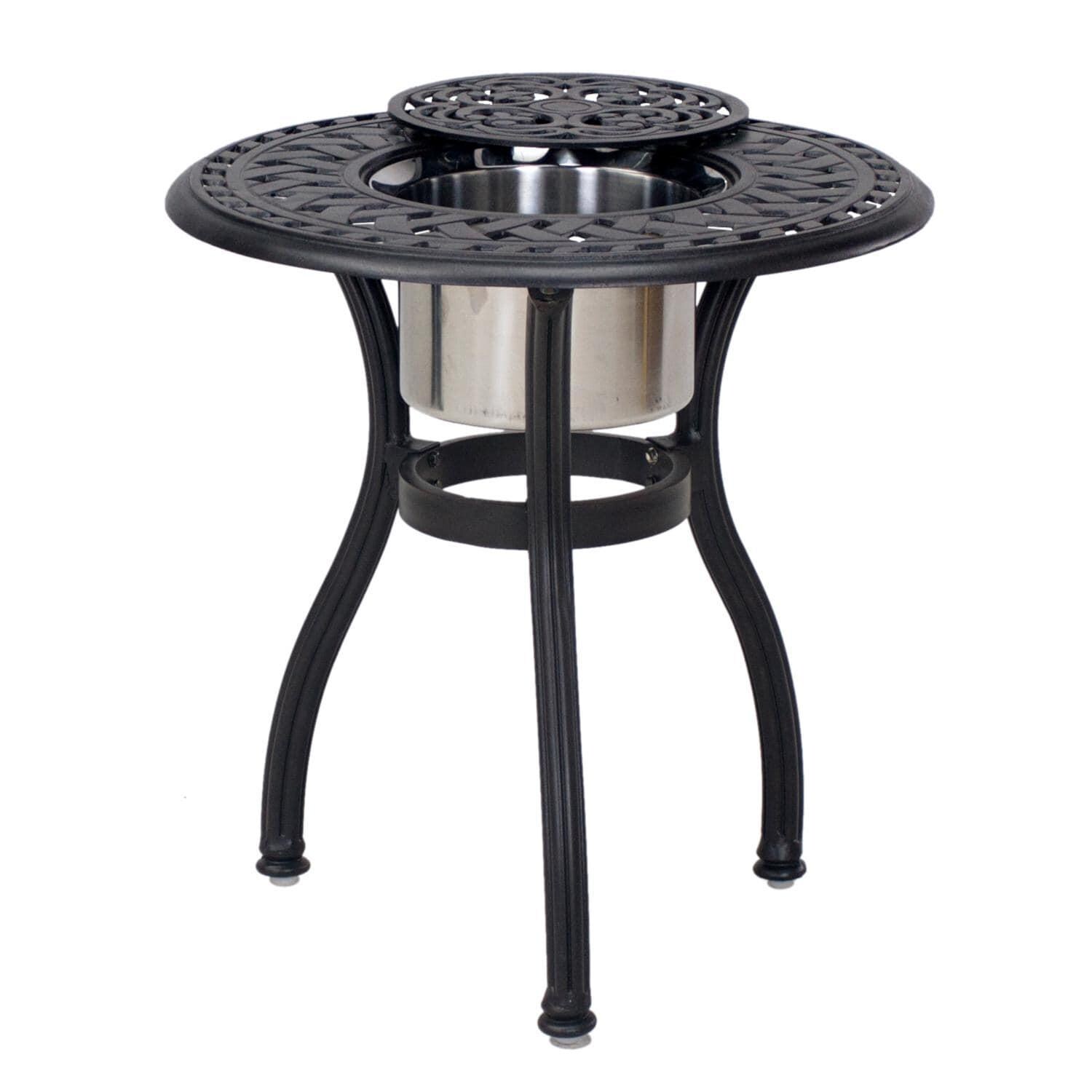 Darlee B/201018-7PC-60RQB Santa Barbara Cast Aluminum 24 Inch Round End Table W/ Ice Bucket Insert thumbnail