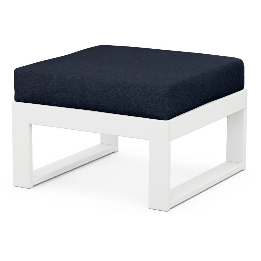 EDGE Recycled Plastic Ottoman in White/Marine Indigo by POLYWOOD