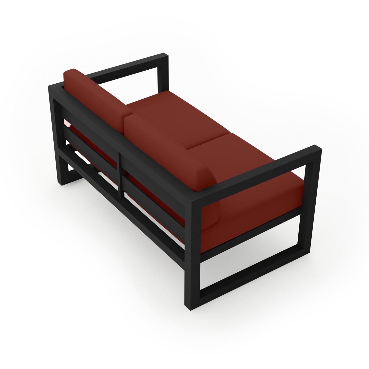 Lakeview MSTYCV-BK-LS-HN Misty Cove 2 Person Aluminum Loveseat in Black w/Canvas Henna Cushions by Lakeview Outdoor Designs - Angled Back - White Background thumbnail