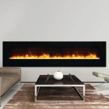 Amantii Wall Mount/Flush Mount 88-Inch Electric Fireplace with Black Glass Surround - WM-FM-88-10023-BG
