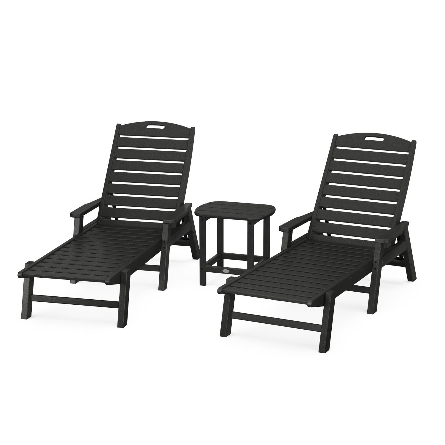 POLYWOOD Nautical 3Piece Chaise Lounge W/Arms Set W/South Beach 18