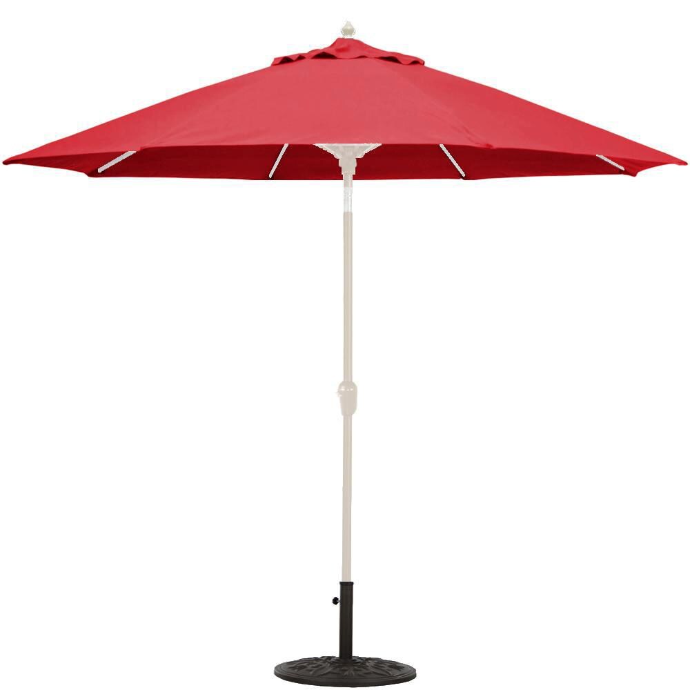 Galtech 9 Ft. Octagonal Aluminum Patio Umbrella W/ Crank Lift & Auto Tilt - White Frame W/ Jockey Red Sunbrella Fabric (Umbrella Base Not Included) thumbnail