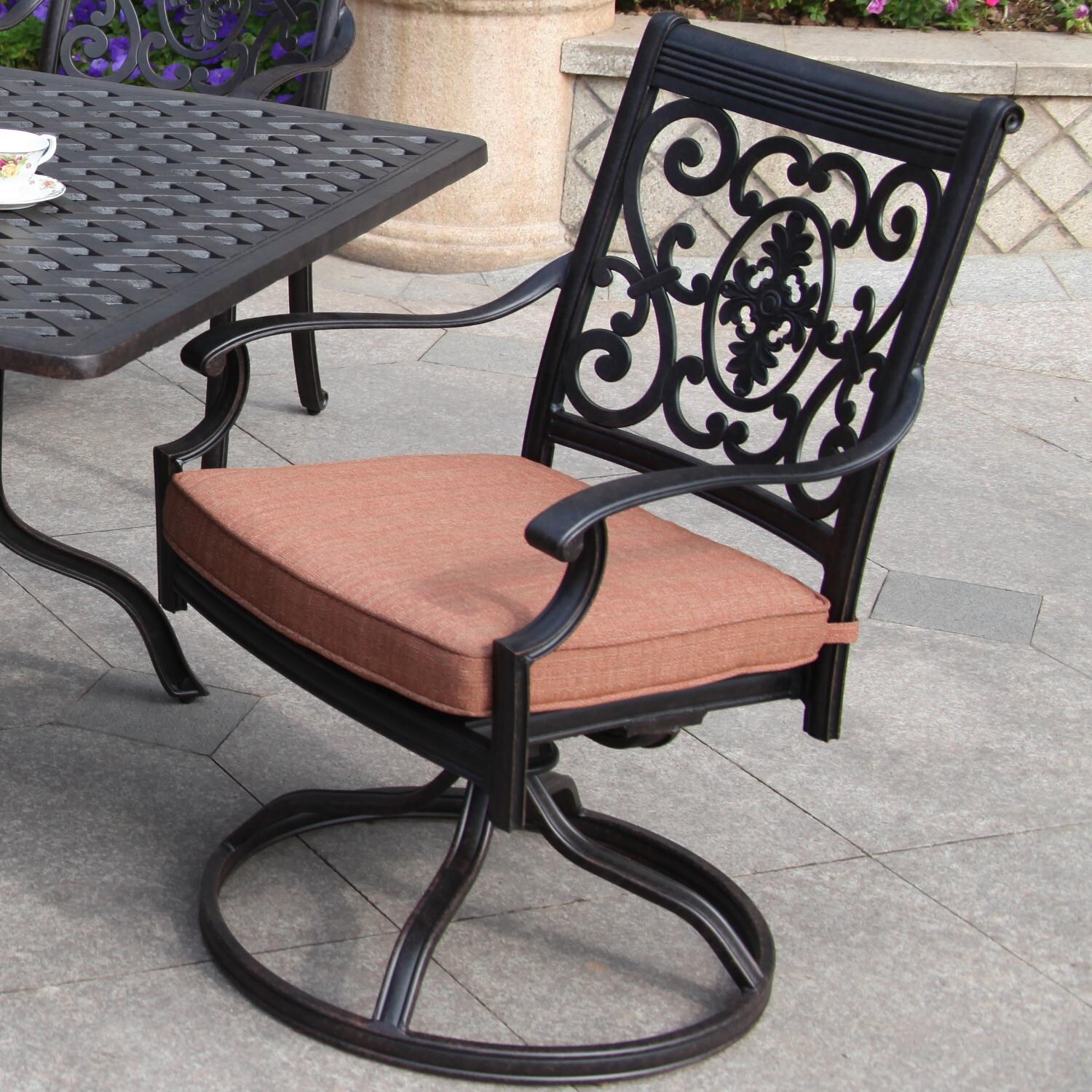 St. Cruz Cast Aluminum Patio Swivel Rocker Dining Chair - Side View thumbnail