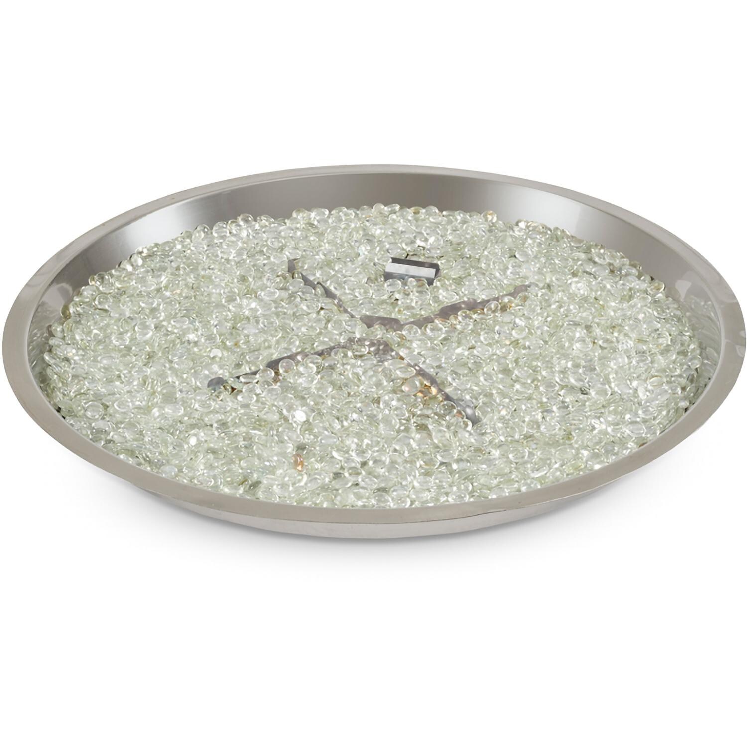 The Outdoor GreatRoom Company CFP30-K Crystal Fire Plus 32 Inch Drop-In Round 105,000 BTU Propane Fire Pit Burner Kit  - Stainless Steel - Kit w/ Glass - White Background thumbnail