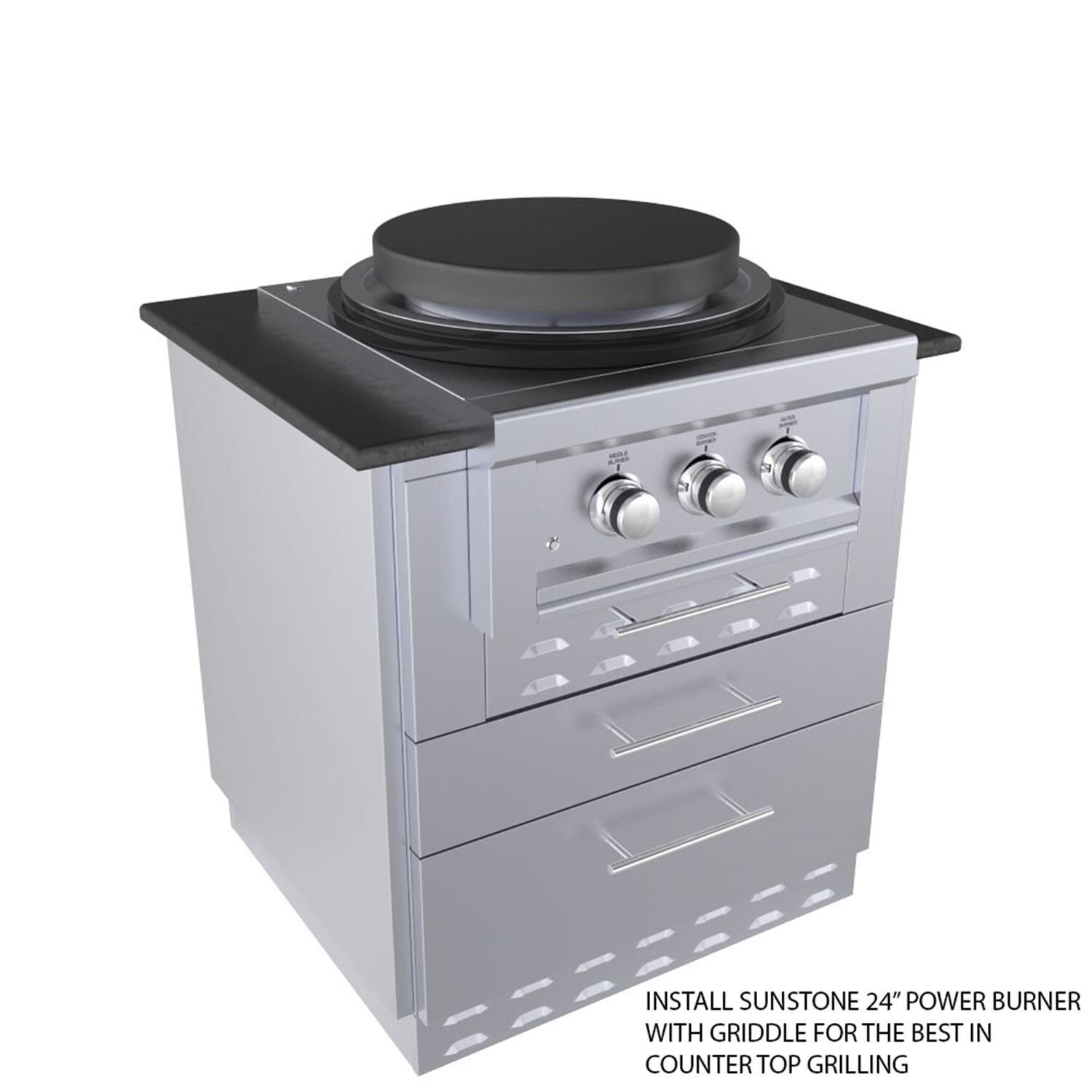 Sunstone SAC30KBDC 30-in Kamado Base Cabinet for UpTo 24 In. Dia. Kamado & for Sunstone Power Cirque - Power Burner Installed - Detail thumbnail