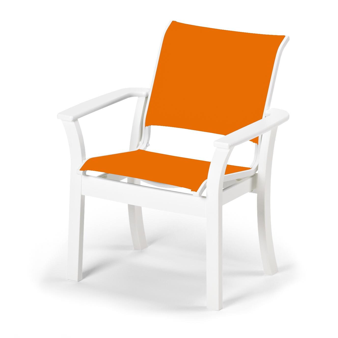 Leeward MGP Stacking Patio Cafe Chair With Sling Seating By Telescope Casual - Textured Snow/Tangerine