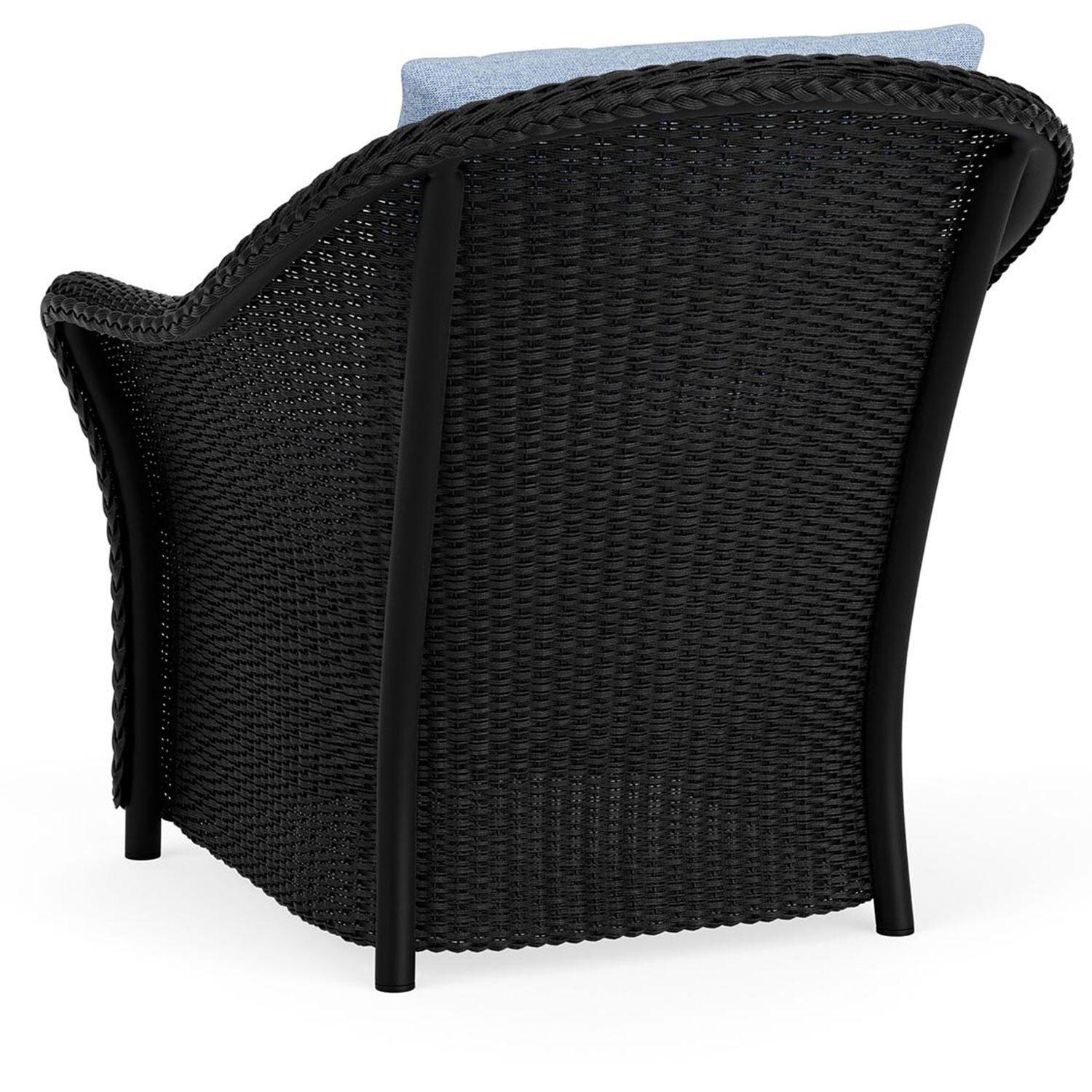 Lloyd Flanders Weekend Retreat Lounge Chair in Ebony Finish W/ Demo Skyway Fabric - Back Left thumbnail