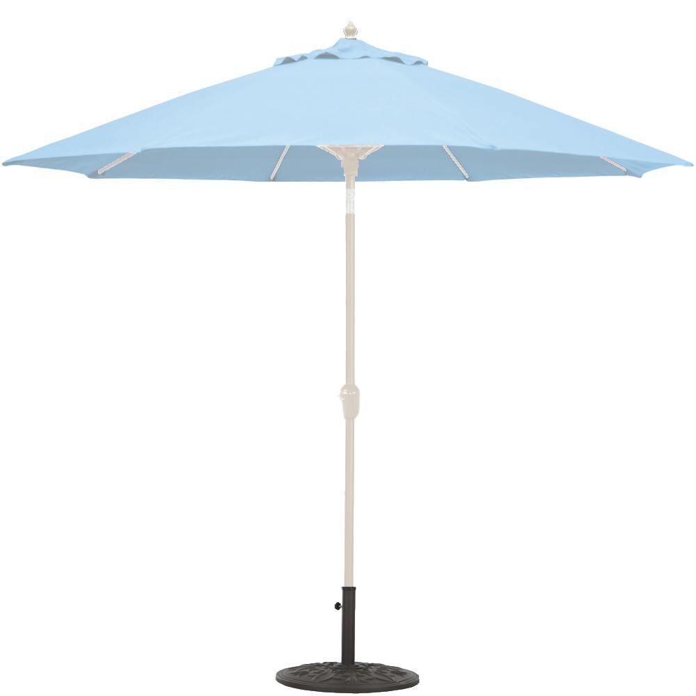 Galtech 9 Ft. Octagonal Aluminum Patio Umbrella W/ Crank Lift & Auto Tilt - White Frame W/ Air Blue Sunbrella Fabric (Umbrella Base Not Included) thumbnail