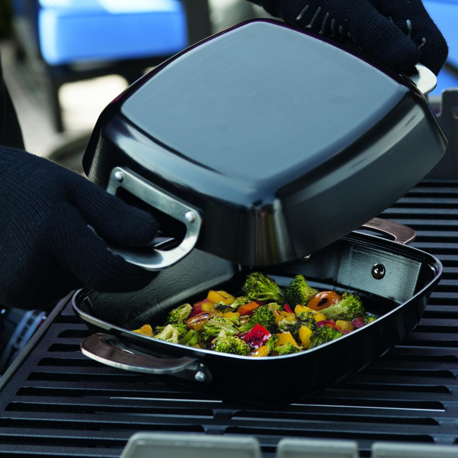 er 6732 Deluxe CeramicCoated Grill Pan Set 2Pieces BBQ Guys